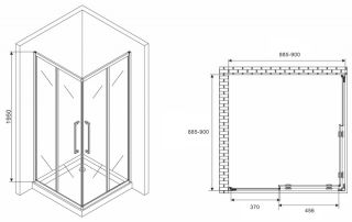 Душевой уголок ABBER Schwarzer Diamant 90x90см хром AG02090H